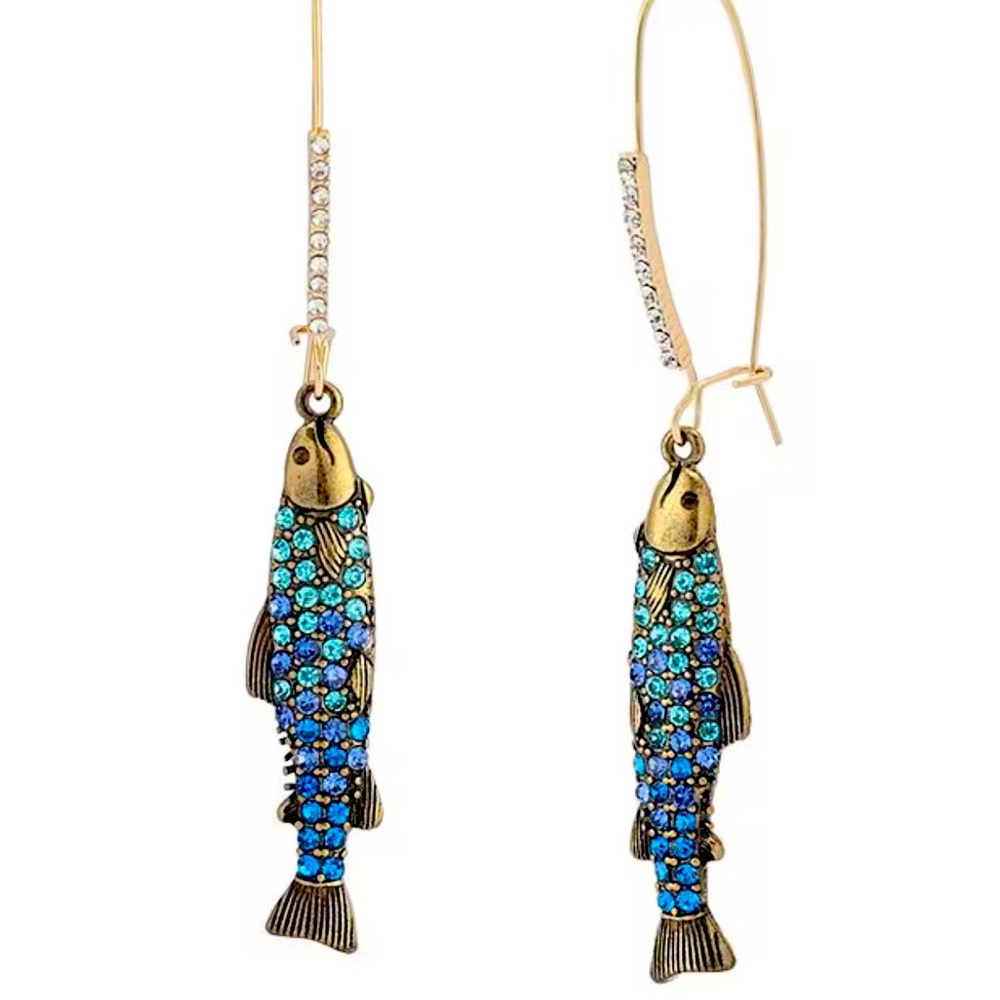 New Betsey Johnson
Mermaid Jewels Fish Novelty Dangle Drop Earrings